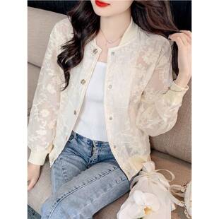 好看休闲防晒服薄外套2026春夏新款 防晒服0325e 优雅蕾丝绣花时尚