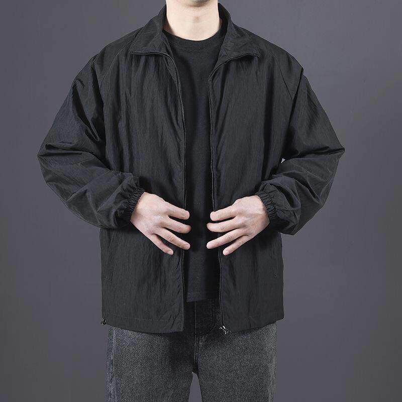 秋冬2026春新款外套男潮日系复古黑色棒球服立领风衣休闲夹1015e