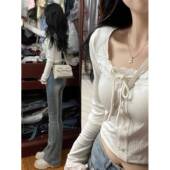 韩式 春季 蕾丝0205kd 长袖 t恤女子春天修身 甜美性感纯粹 欲望风格