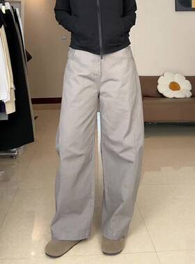 今年巨好看的灰色弯刀阔腿裤女2026夏新款高腰显瘦休闲百搭0521r1
