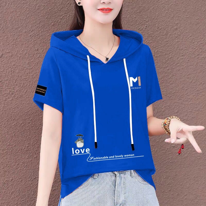 夏季短袖连帽女T恤2022新款韩版宽松休闲半袖休闲上衣潮0520d|ruв категории Женская одежда, женской одежды - от Buy2taobao.com для оказания профессиональной услуги покупки агента Taobao