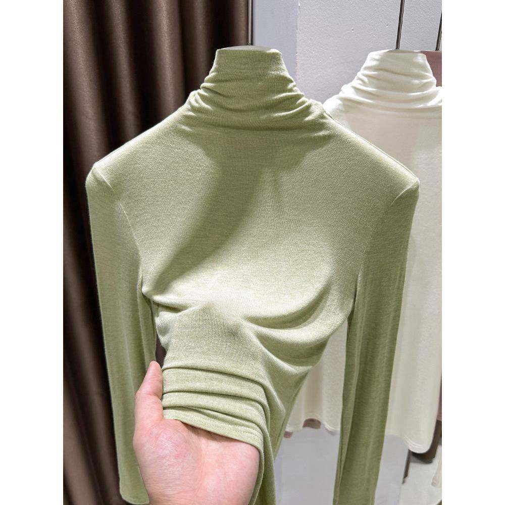 堆堆高领软糯打底衫女春秋季皮肤衣内搭果绿色面膜长袖t恤0112h,女装/女士精品,T恤,淘宝优惠券,粉丝福利购,淘宝优惠卷