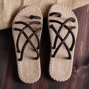 新款 时尚 男夏季 拖鞋 外穿织带潮流室外防滑夹趾沙滩凉拖0330k