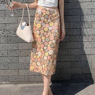 a字0317r 刺绣长裙直筒中长版 绣花裙子大尺码 半身裙女春夏2026新款