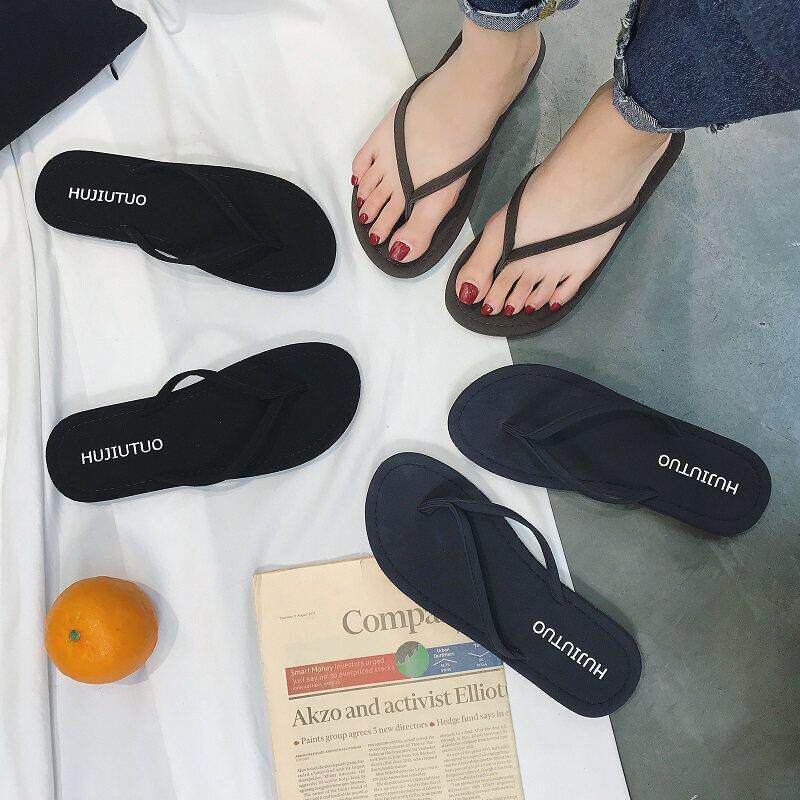 拖鞋女夏平底防滑沙滩鞋外穿海边夹角凉拖韩版时尚外出百搭0411r