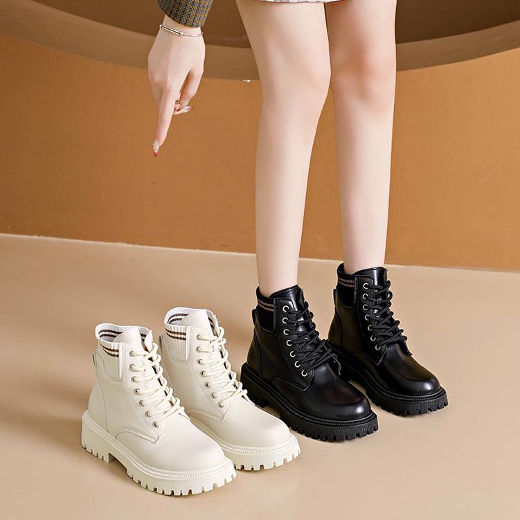 加绒马丁靴女短靴2025秋新款英伦风单靴青年大少女棉靴1030e