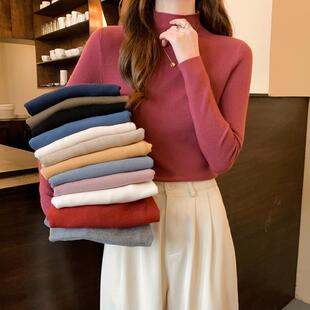 上衣毛衣潮1014e 长袖 秋冬半高领打底衫 女内搭洋气针织衫
