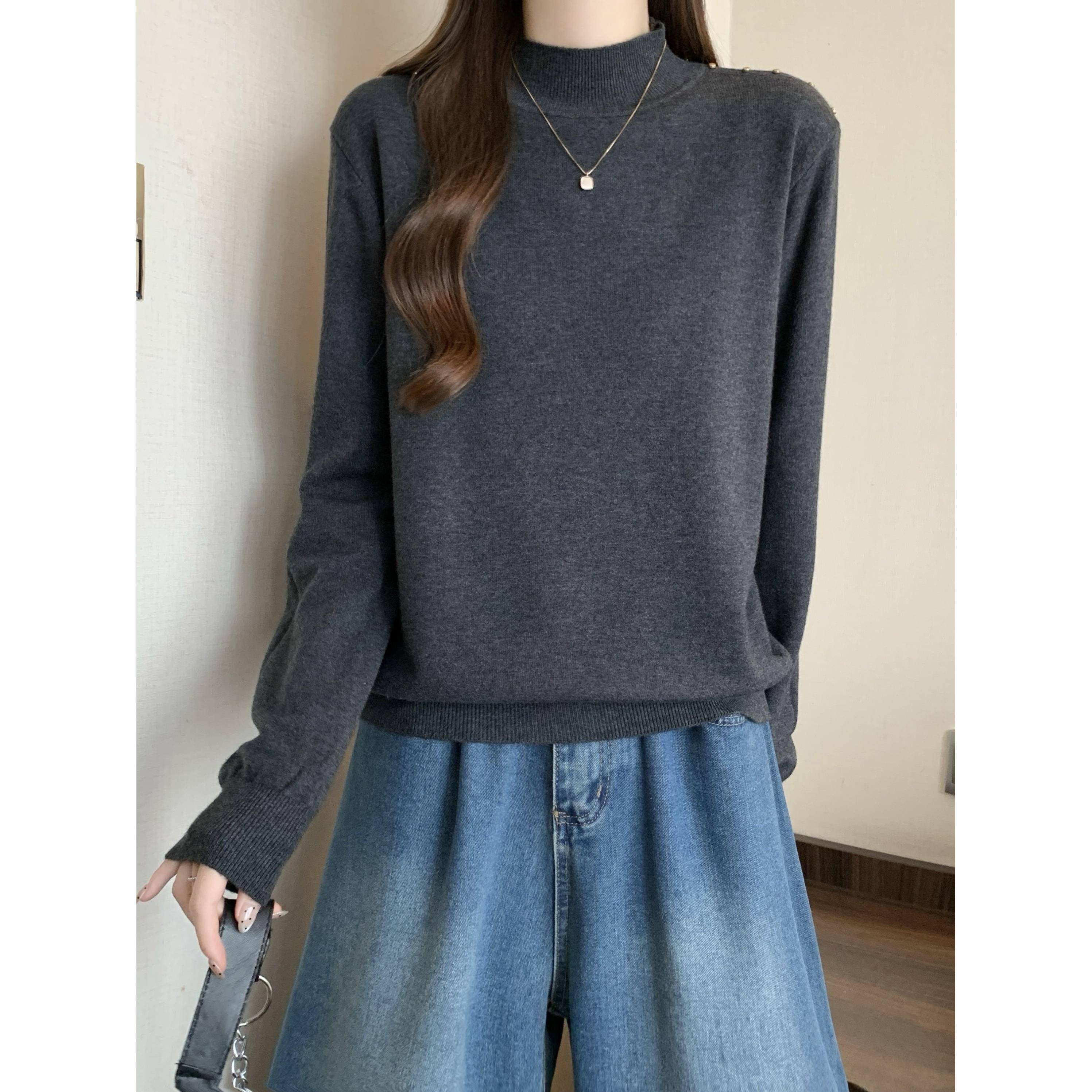 秋冬胖宽松遮肉显瘦高领内搭针织打底衫女季洋气减龄长袖毛1126u