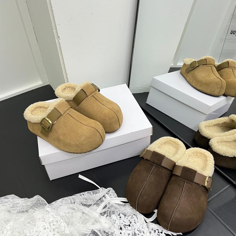 厚底内增高加勃肯包头毛毛拖鞋外穿2025新款保暖博1201k