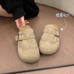 0315r 春夏一脚蹬拖鞋 巨好看雕花厚底增高勃肯鞋 包头半拖2026新款