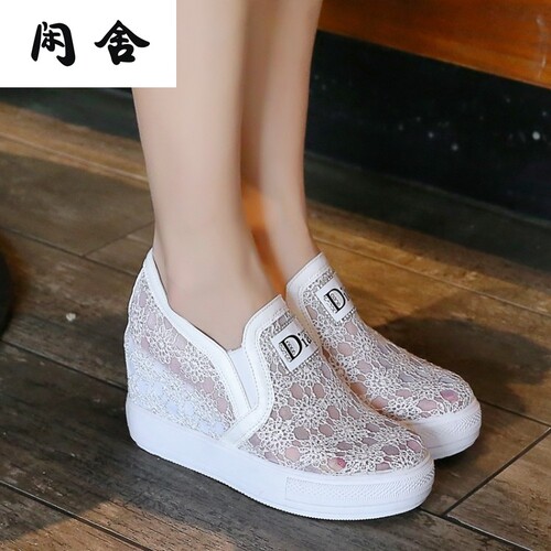 厚底闲舍镂空蕾丝41-43大码女鞋