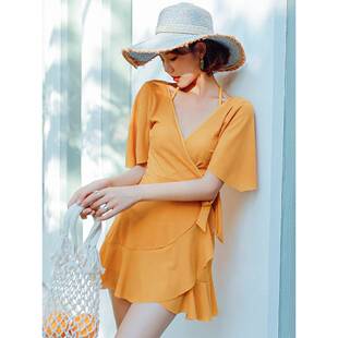 胖mm160斤温0325r1 游泳衣大码 泳衣女夏2026新款 保守显瘦连体裙式