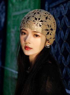 帽子款包头帽钩花士民族风头巾针织镂空遮白发春女士帽子0123k