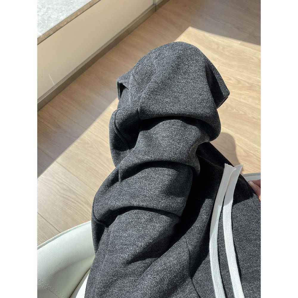 秋冬灰色裤子女2025新款小个子阔腿裤呢直筒窄版休闲长裤1208u