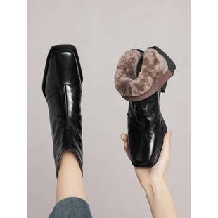 方趾厚跟薄靴天厚靴大1223n 山女雪地靴 秋冬季 不笨重