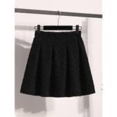 黑色粗花呢亮丝身裙裤 女春秋2026大码 胖高腰A字短裙子0207e
