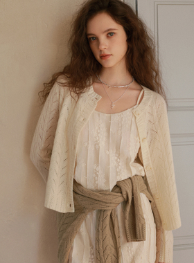 相对纶/重工满片挑洞+绞花/全羊毛镂空针织2026春季新款开衫