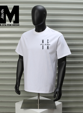 STA FDR MEDM美式高街风刺绣纯棉短袖T恤男黑色基础款宽松潮体恤