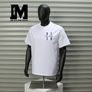 STA FDR MEDM美式高街风刺绣纯棉短袖T恤男黑色基础款宽松潮体恤