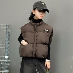 儿童冬季加厚棉背心羽绒棉外传马甲休闲百搭女童绒坎肩中大童洋气