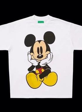 ASAP ROCKY同款  VINTAGE  MICKEY米奇复古宽松纯棉小领口短袖TEE