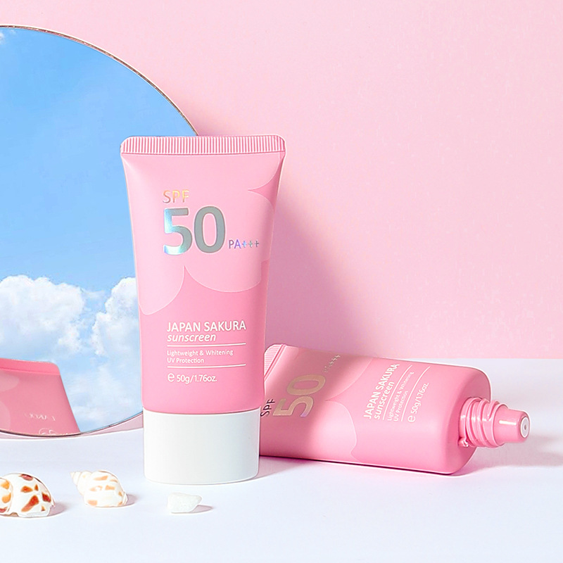 LAIKOU莱蔻樱花sunscreen50g补水保湿面霜化妆品英文