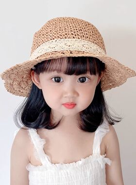 夏女孩折叠帽女宝防晒渔夫帽宝宝