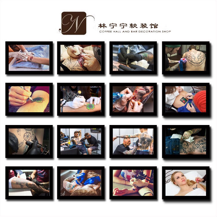 纹身店挂画刺青店装饰画纹身海报照片墙人体艺术壁画人体彩绘墙画