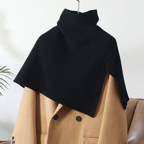 高领套头100%纯羊毛毛衣披肩套