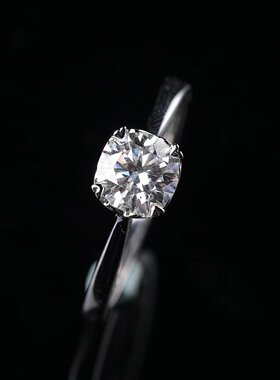 正品D色莫桑钻925纯银爱心杯戒指情侣对戒求婚戒指结婚钻戒