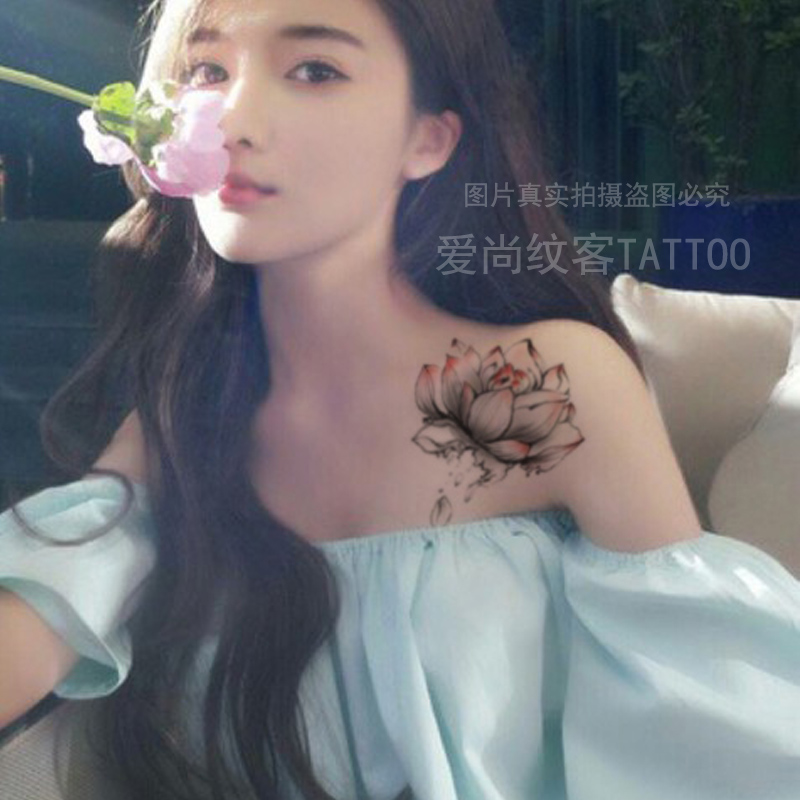 【天天特价】彩色花朵纹身贴纸防水女持久刺青贴胸前性感纹身贴