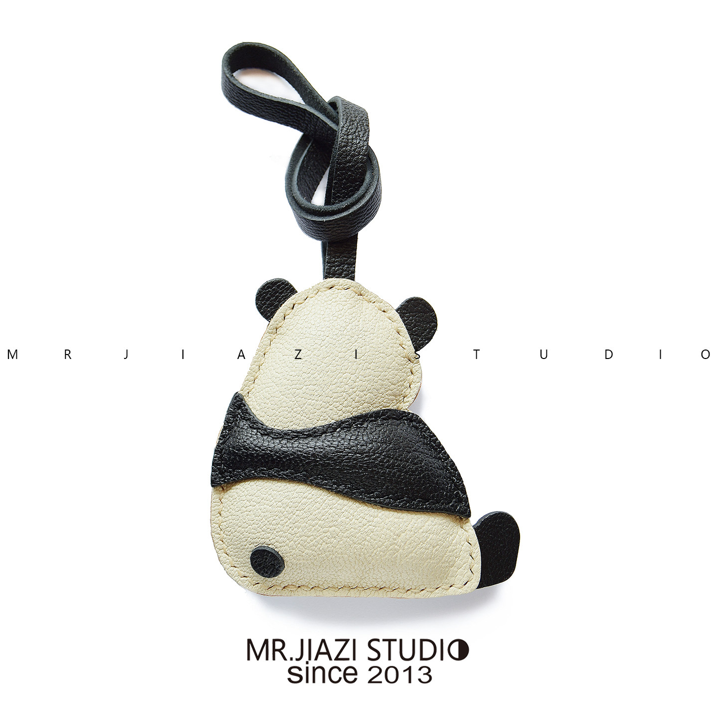 【MR夹子】PANDA熊猫手缝真皮车钥匙扣包包挂饰汽车可爱简约礼物