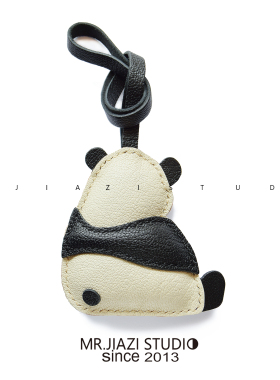 【MR夹子】PANDA熊猫手缝真皮车钥匙扣包包挂饰汽车可爱简约礼物