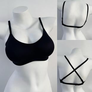 外扩固定杯美背内衣女小胸聚拢蜜桃圆圆杯交叉美背大u露背文胸罩