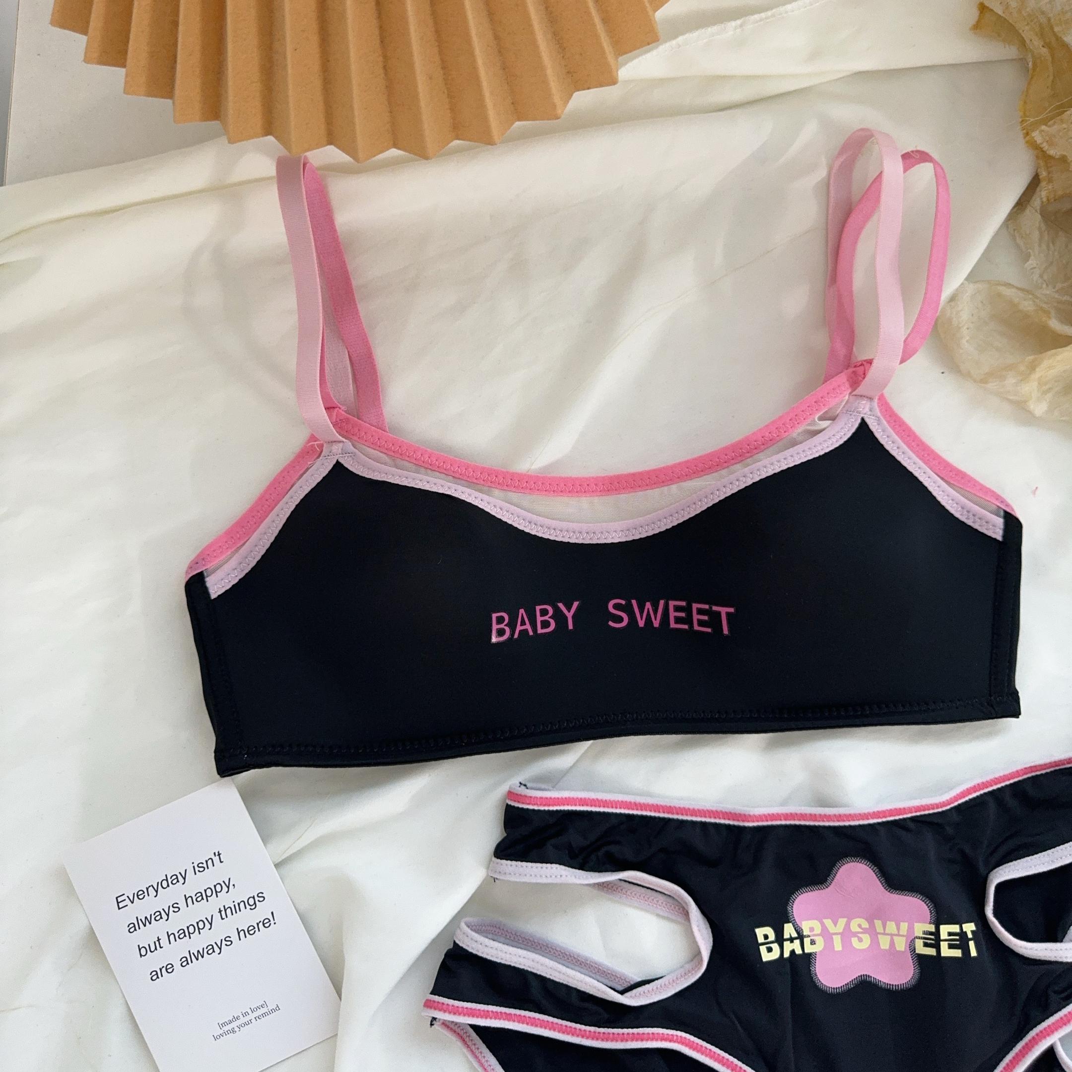 日系甜美可爱纯欲风内衣内裤套装女无钢圈防走光抹胸性感少女文胸