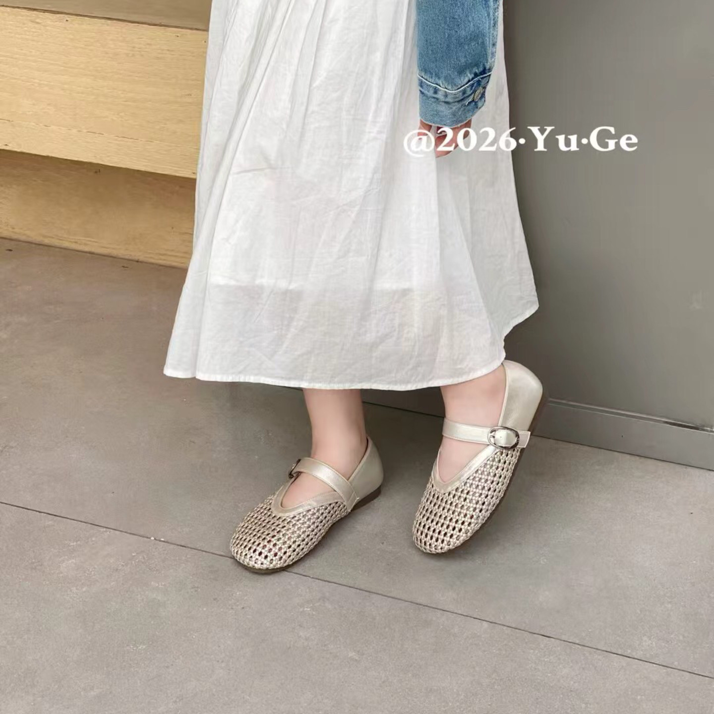 欧洲欧货2026新款法式女鞋玛丽珍鞋时装鞋平底水钻网鞋YGG休闲鞋