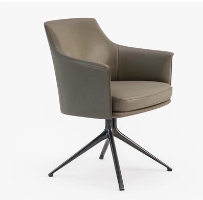 意式旋转餐椅poliform设计师带扶手书椅子售楼处简约洽谈单人沙发