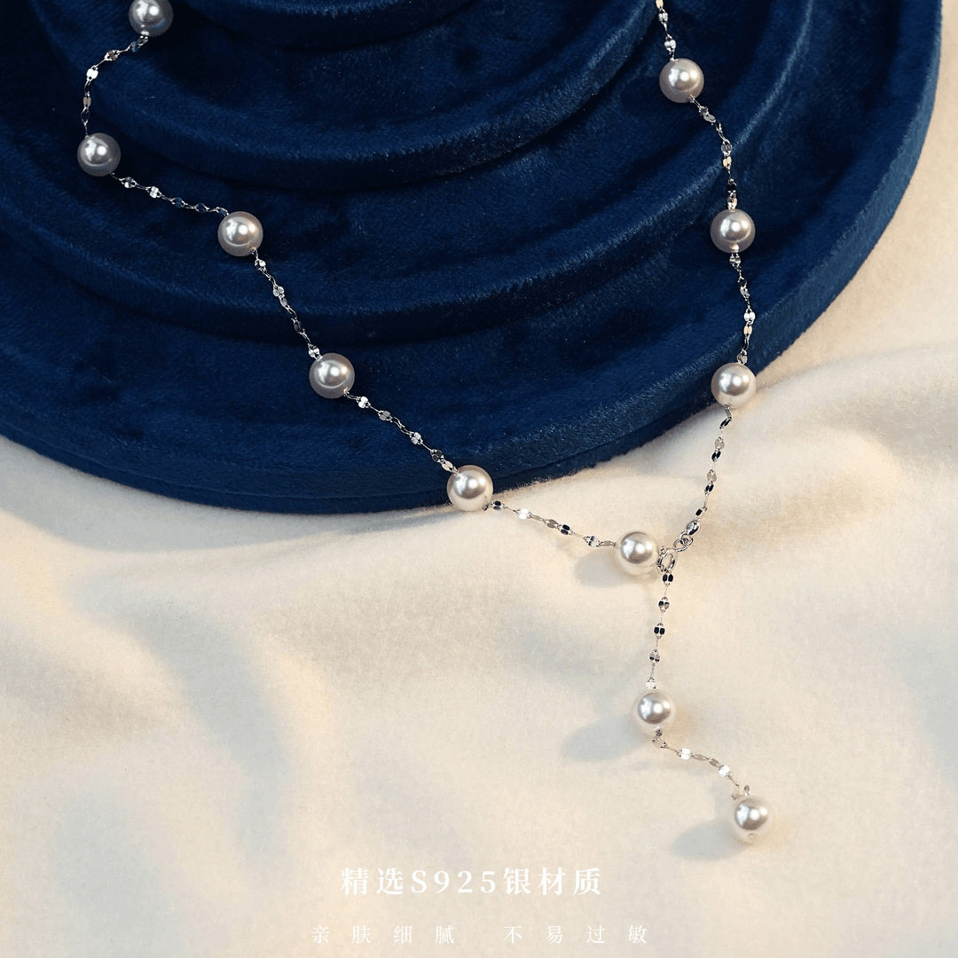 链子925银 曼塔紫珠嘴唇链满天星爆闪项链气质时尚锁骨链抖音直播