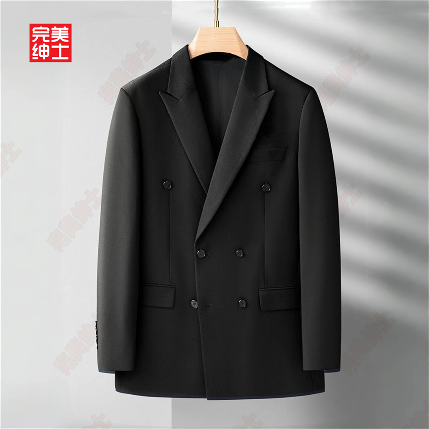 双排扣戗驳领西装男款高级感胖子穿大码结婚礼服男士西服套装高档