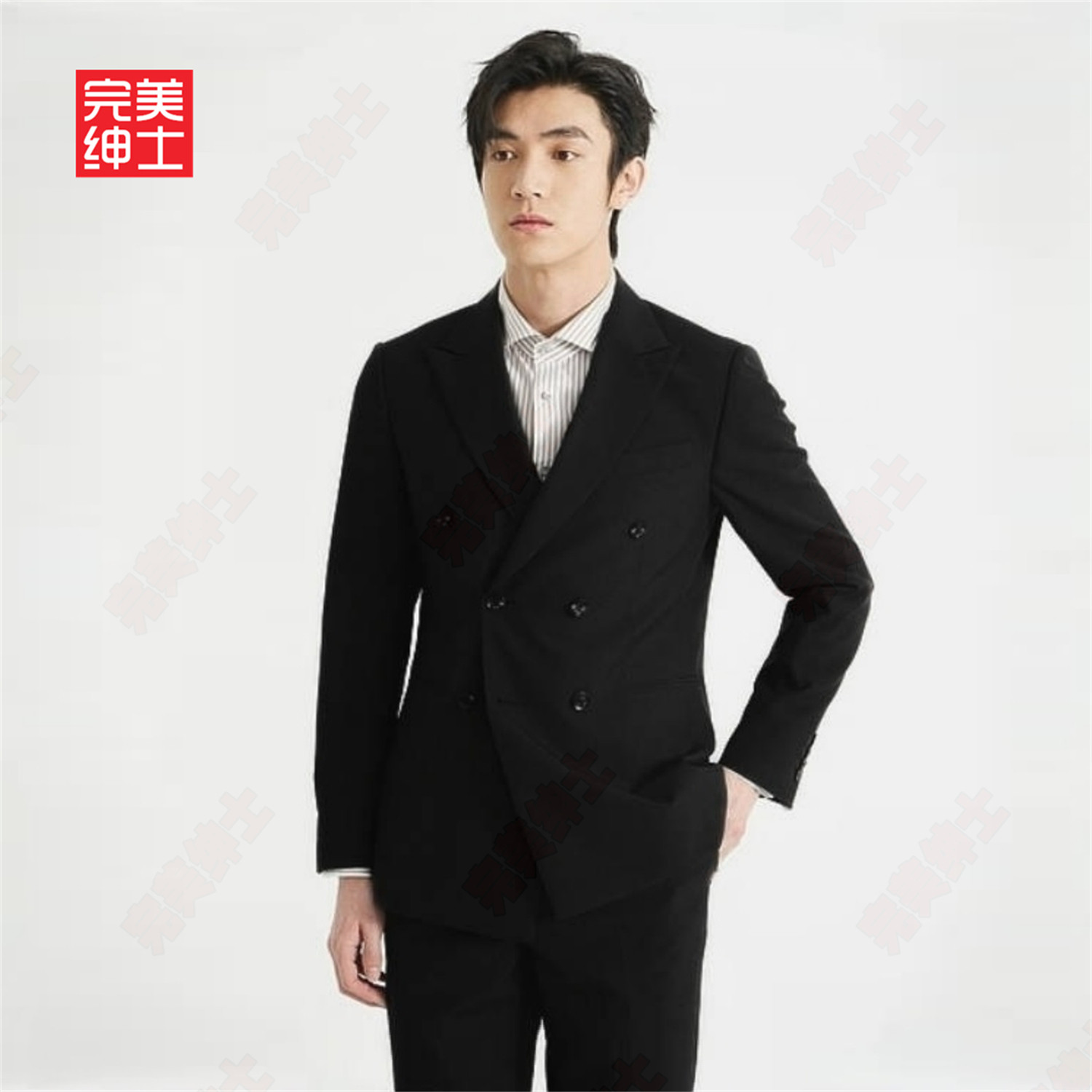 双排扣戗驳领西装男款高级感胖子穿大码结婚礼服男士西服套装高档