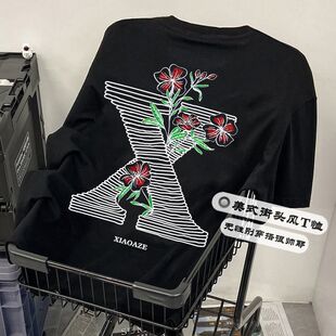 重磅高街潮流美式字母纯棉短袖T恤夏季宽松男女情侣印花半袖上衣