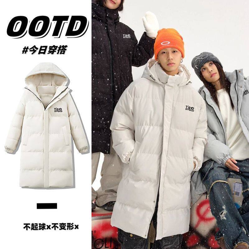 中长款棉服男女情侣款冬季新款加厚防雪棉衣外套男生连帽保暖棉袄