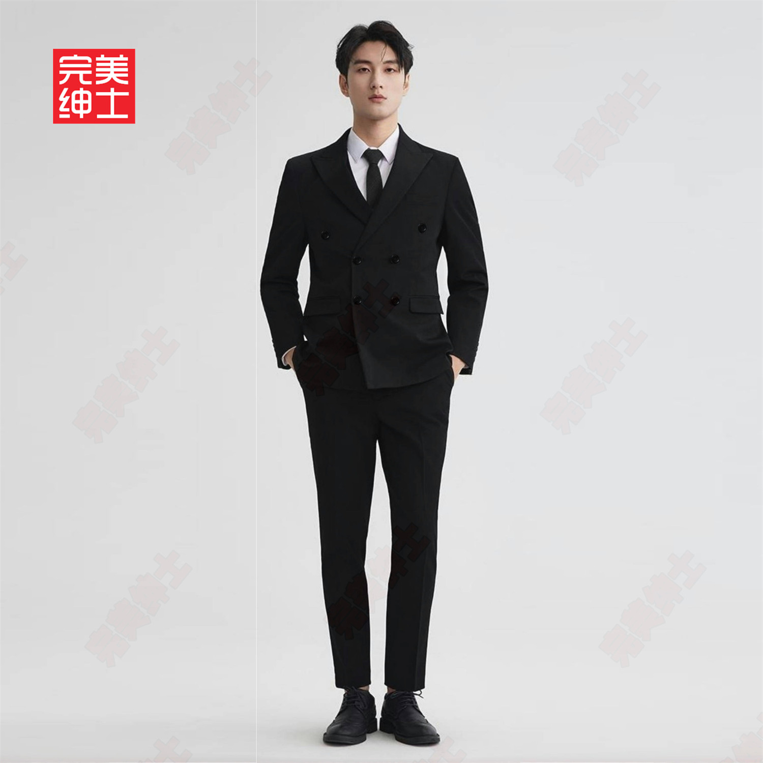 双排扣戗驳领西装男款高级感胖子穿大码结婚礼服男士西服套装高档