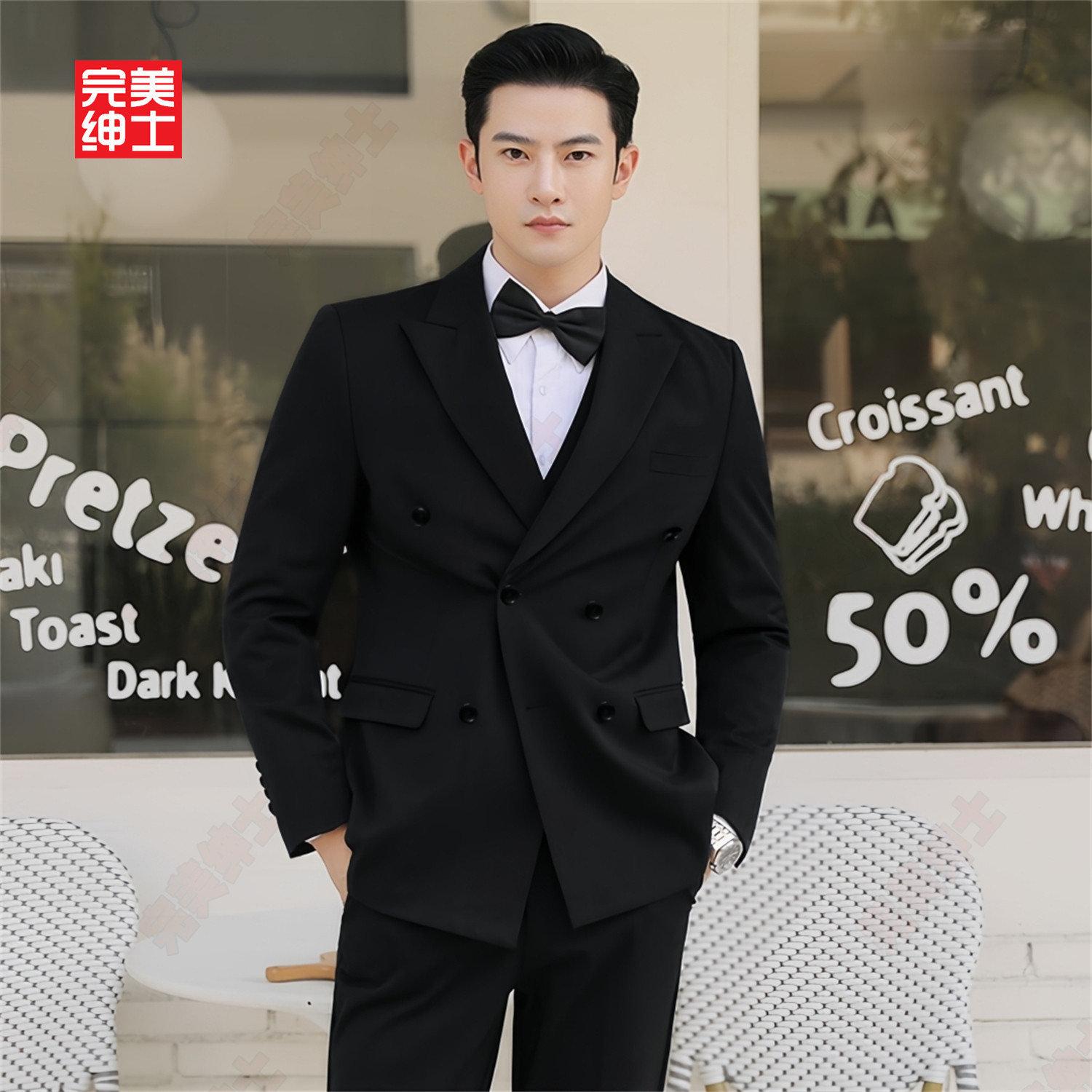 双排扣戗驳领西装男款高级感胖子穿大码结婚礼服男士西服套装高档