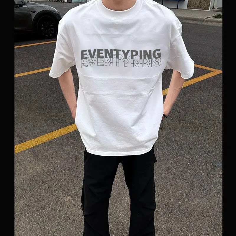 短袖t恤男女夏季白色潮流宽松重磅纯棉青少年男生半袖情侣体恤衫