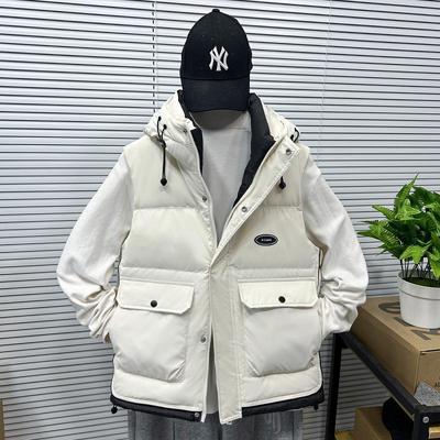 男款羽绒马甲外穿冬季潮2025新款青少年加厚连帽保暖背心工装外套