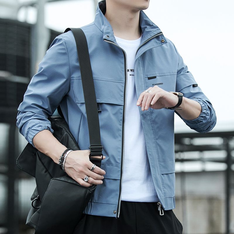 男士夹克大码帅气立领宽松男款休闲外套时尚运动潮流百搭外衣新款