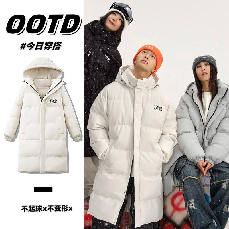 中长款棉服男女情侣款冬季新款加厚防雪棉衣外套男生连帽保暖棉袄