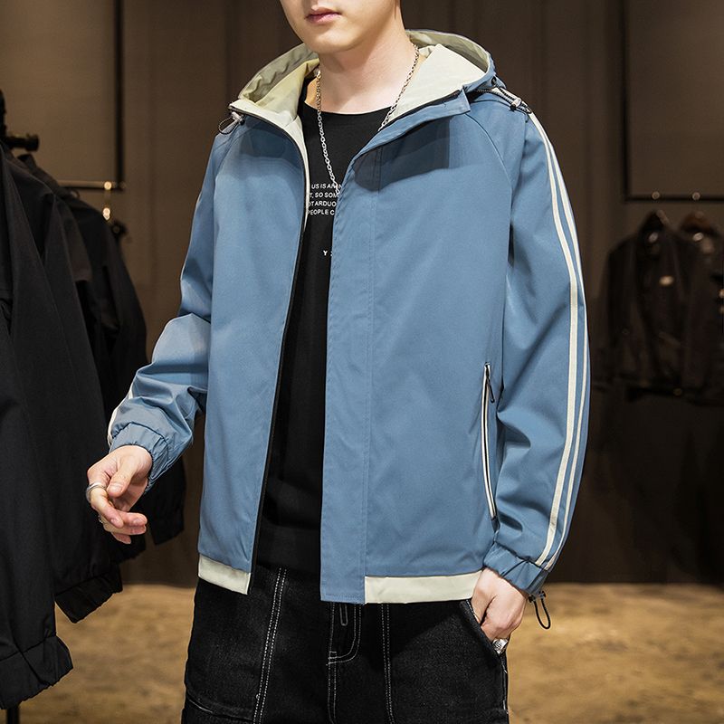 外套男士韩版秋季休闲连帽青少年初高中学生潮流帅气宽松夹克