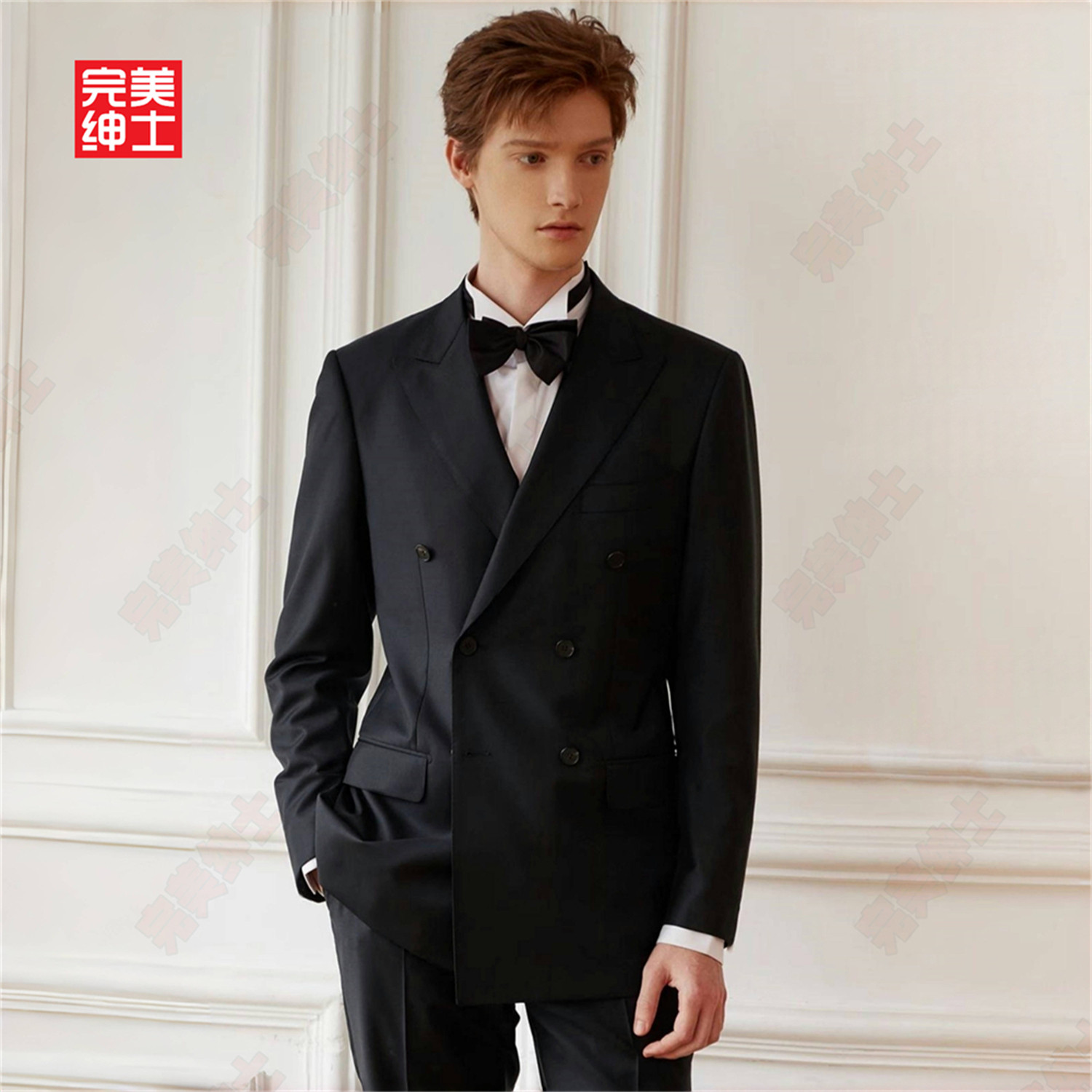 双排扣戗驳领西装男款高级感胖子穿大码结婚礼服男士西服套装高档